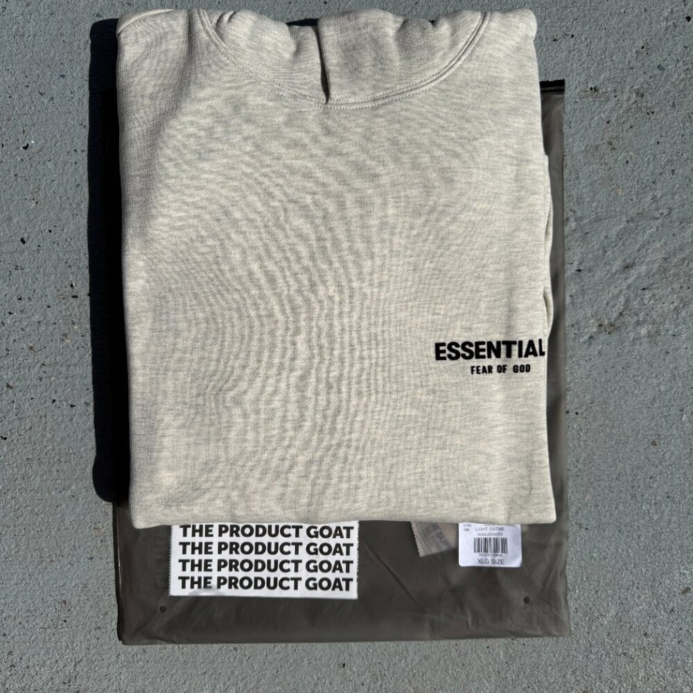 Fear of God Essentials Hoodie Grey Light Oatmeal Size Large - Picture 3 of 16